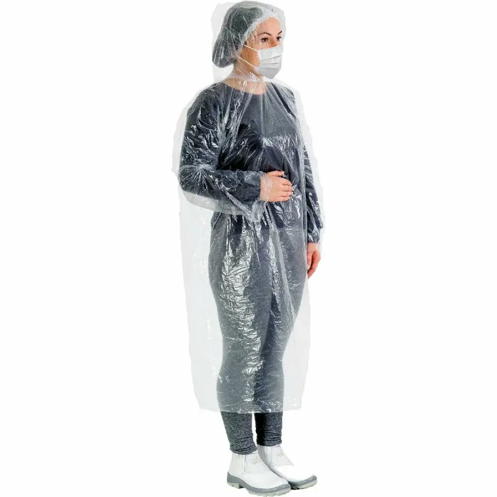 Capa de chuva descartável com capuz transparente Worker — fotografia de referência