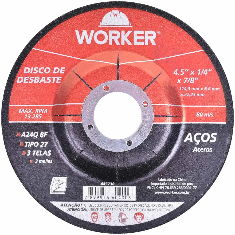 Disco de desbaste para aço com 3 telas 4.5/4/8WORKER Worker — fotografia 5
