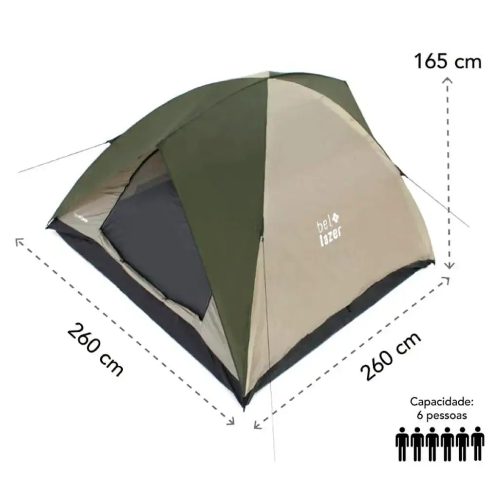 Kit Barraca Camping Araguaia para 6 Pessoas + 1 Colchão Inflável de Casal + 1 Colchão Inflável de Solteiro 185 X 76 cm — fotografia 3