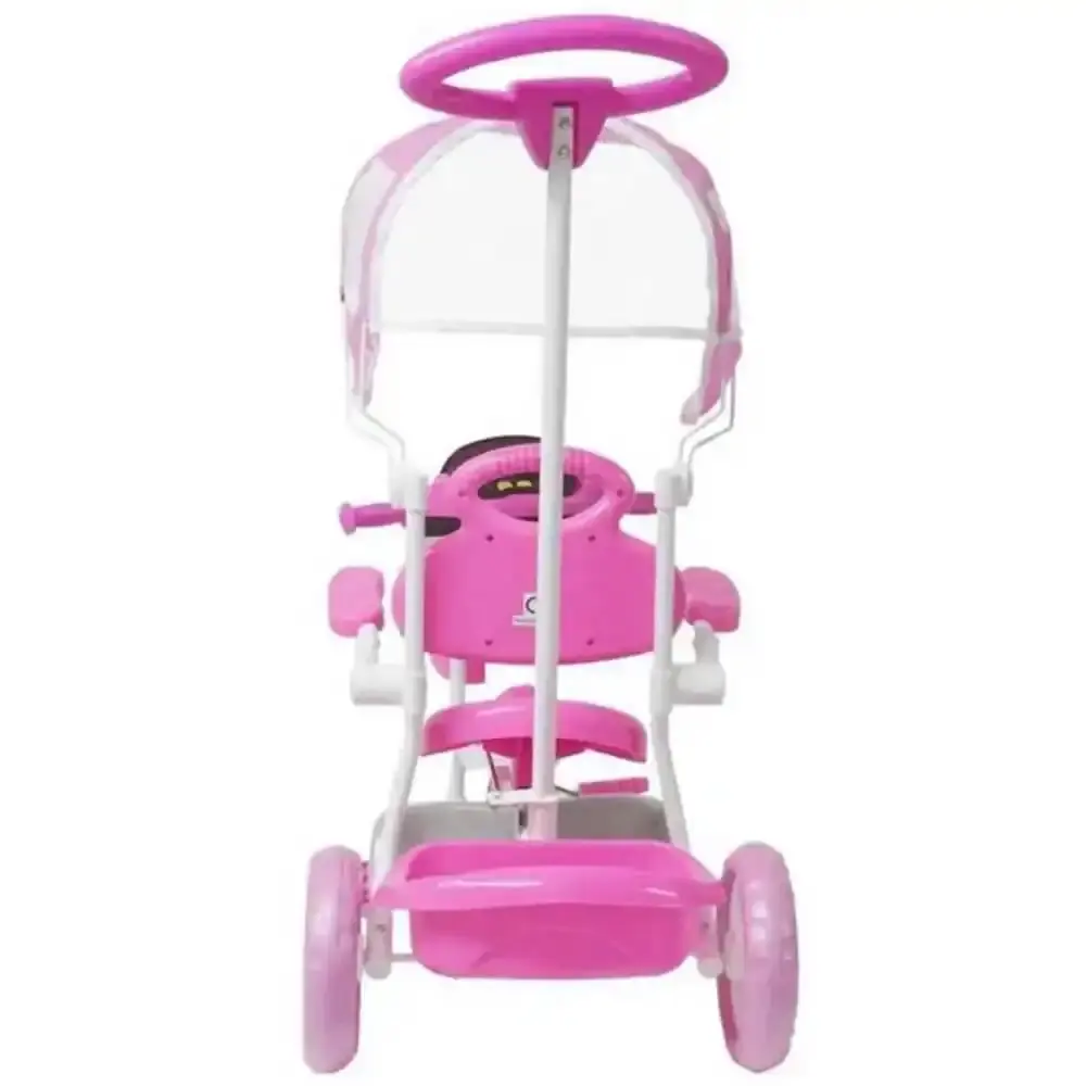 Triciclo motoca infantil passeio rosa com empurrador e cobertura BW003-R ImportWay — fotografia 3