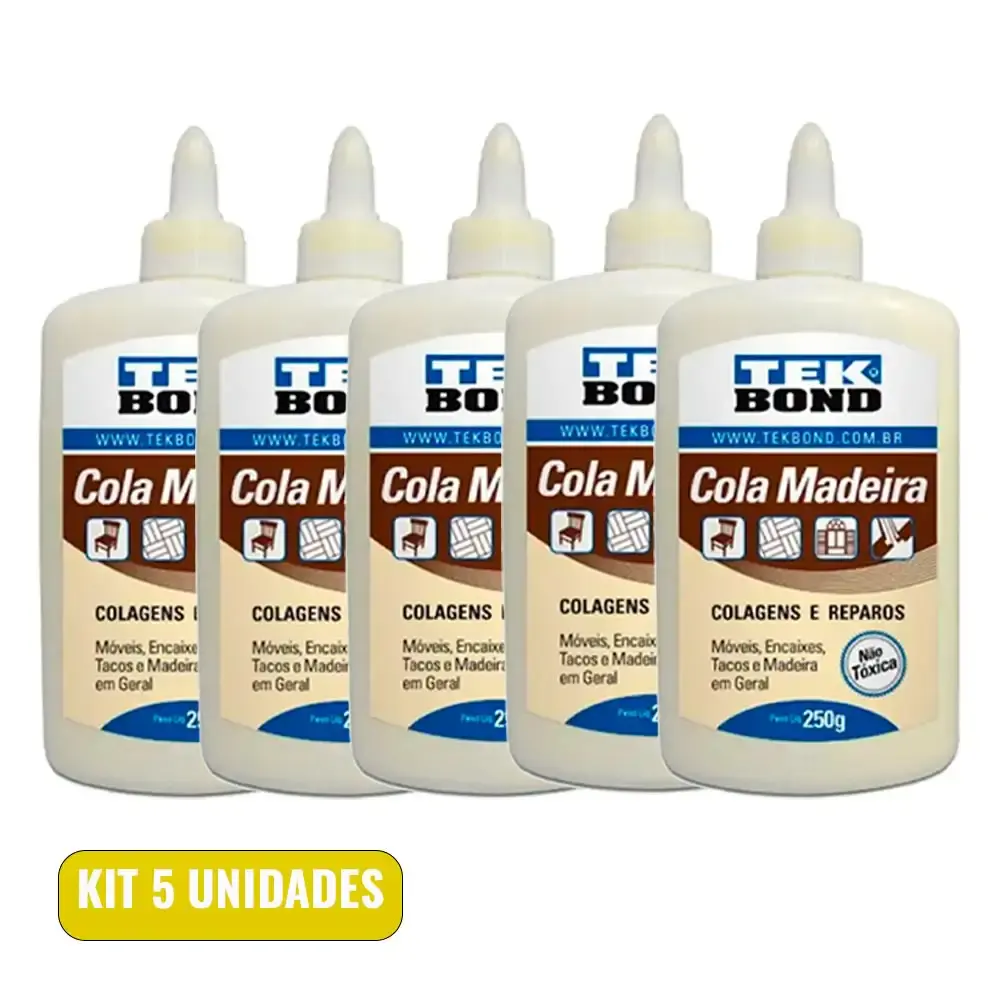 Kit cola de madeira 250GR 5 unidades Tekbond — fotografia de referência