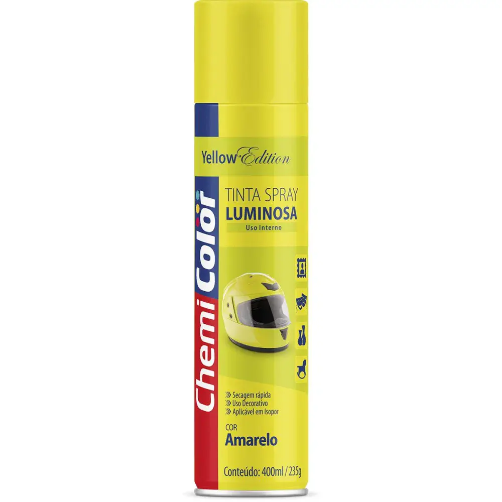 Tinta spray cores luminosas 400ML/250G amarelo Chemicolor