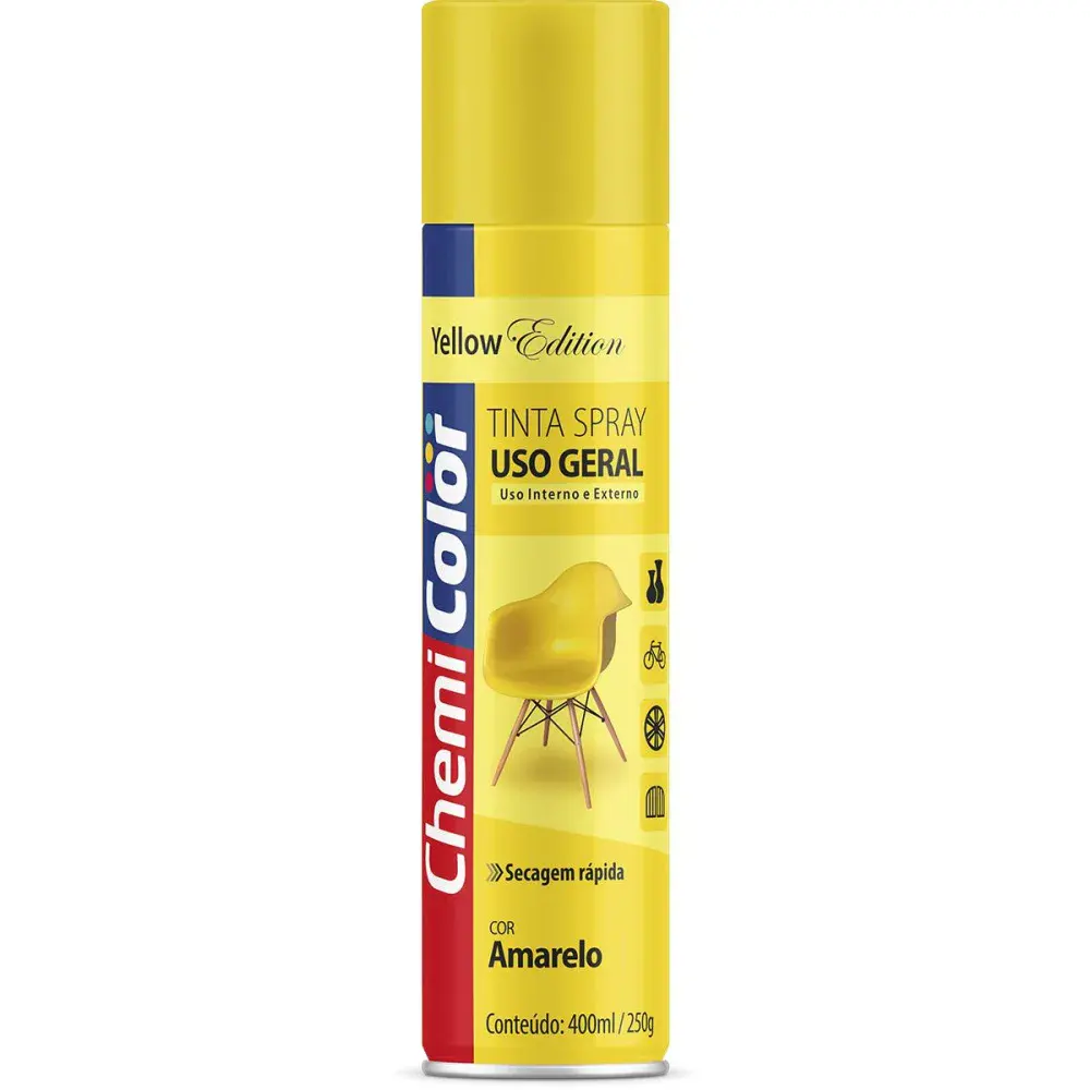 Tinta spray uso geral na cor amarelo 400ML Chemicolor — fotografia de referência