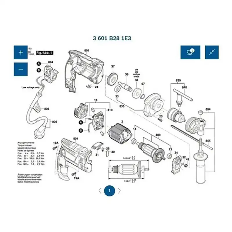 Interruptor para furadeira GSB 16 RE em 220 v 1607200370 Bosch — fotografia 4