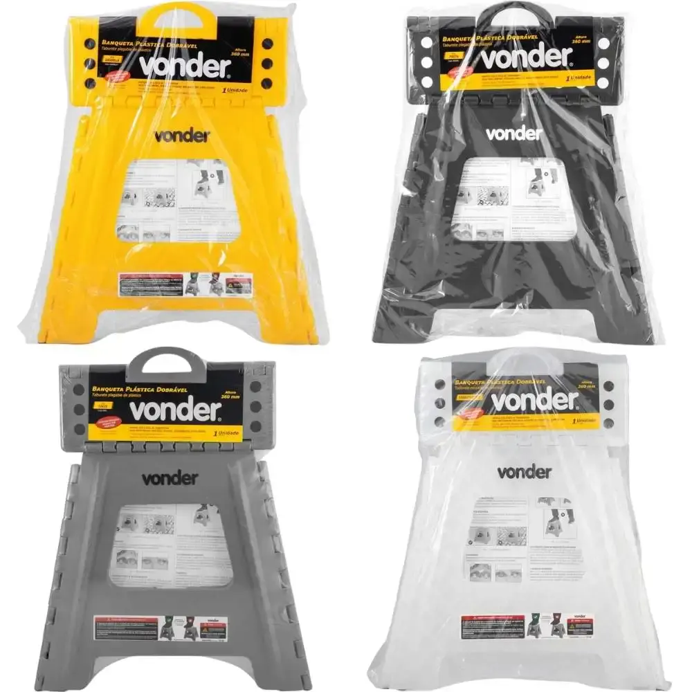 Banqueta plástica dobrável varias cores 36CM Vonder — fotografia 5