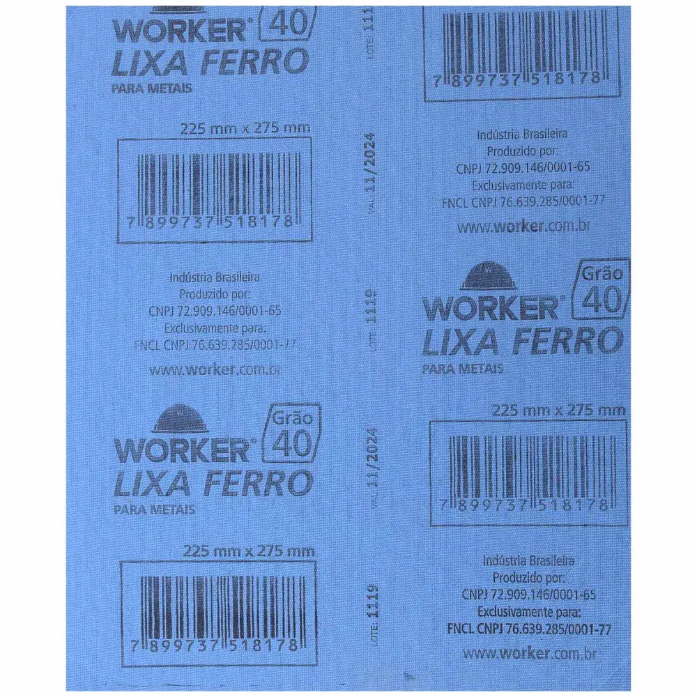 Lixa ferro 225MM x 275MM grão 40 Worker — fotografia 2
