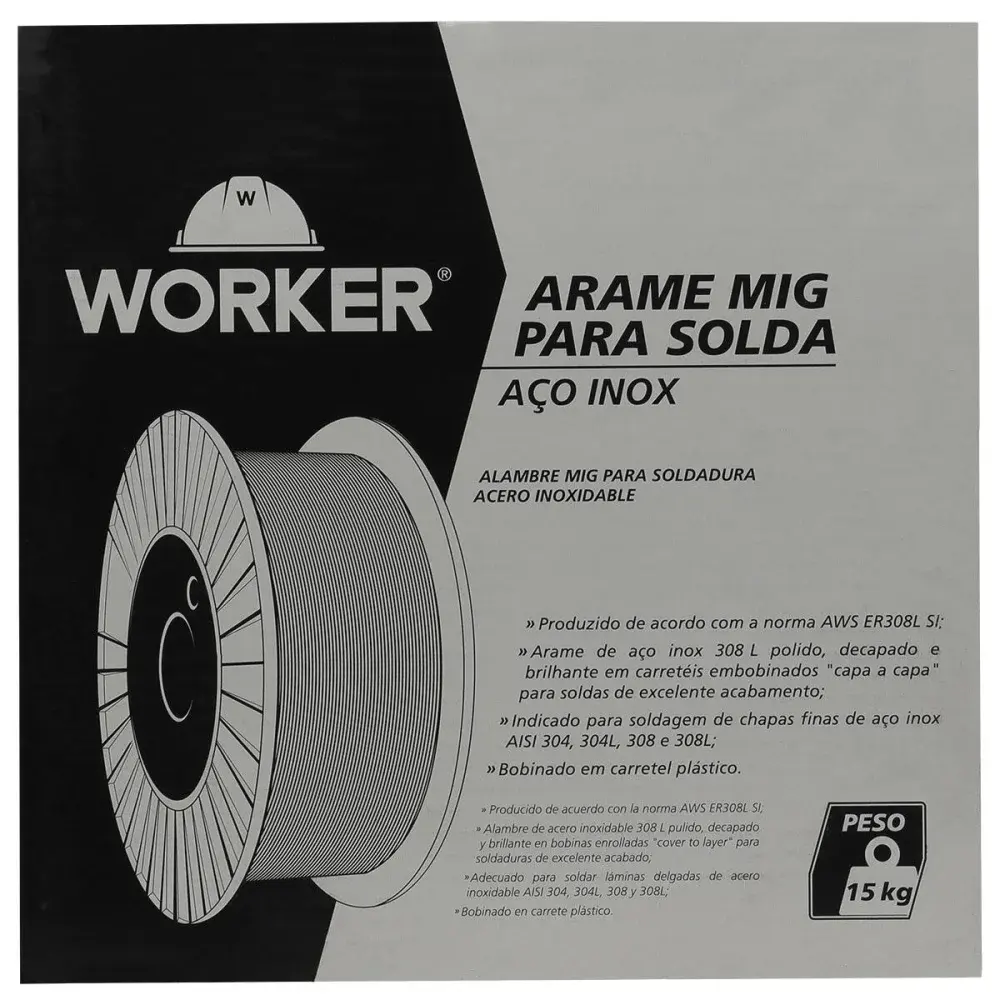 Arame de solda mig em aço inox 308L 1,2MM 15KG Worker — fotografia 6