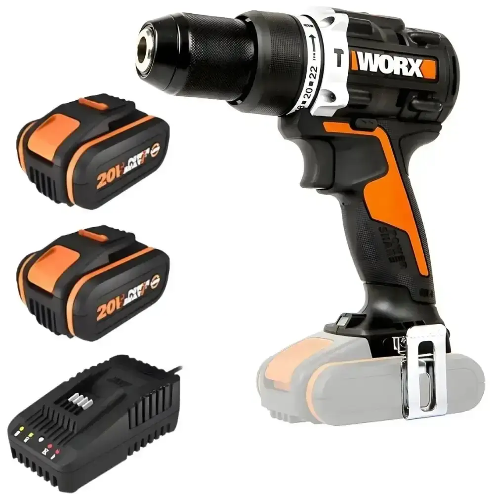 Parafusadeira de impacto 1/2 POL 20V worx com jogo de brocas bits e buchas 300 peças MTX Positec — fotografia 4
