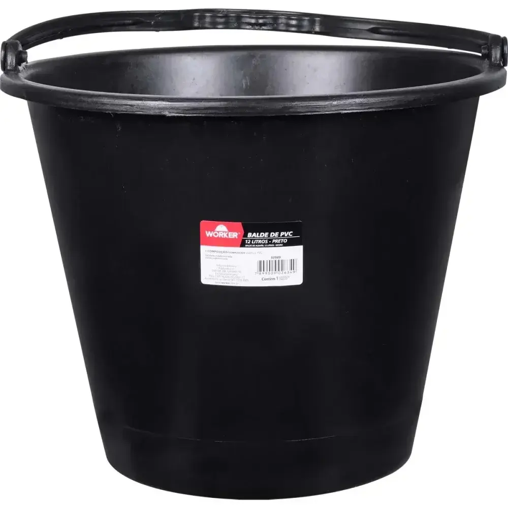 Balde de pvc para construção preto 12L Worker — fotografia 4