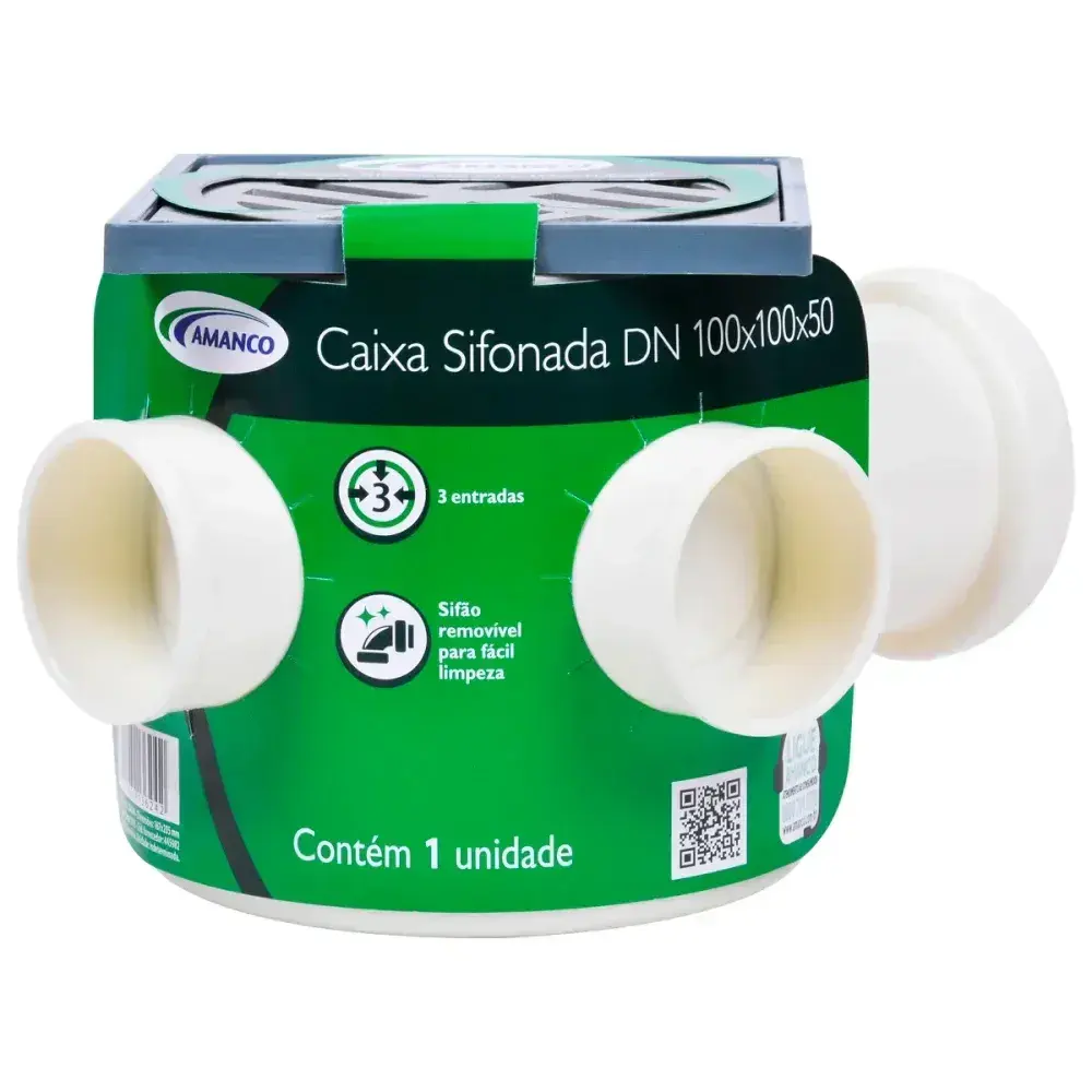 Caixa sifonada quadrada 100X150X50 alumínio Amanco — fotografia 4