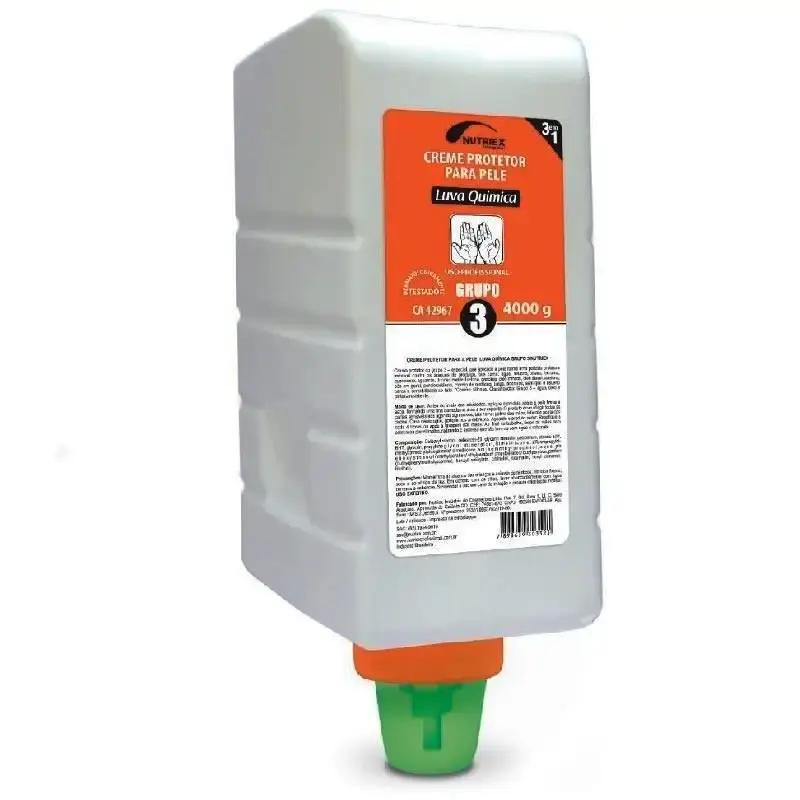 Creme protetor para mãos luva química grupo 3 (Água óleos pintura) 4.0 KG com dispenser Nutriex — fotografia 2
