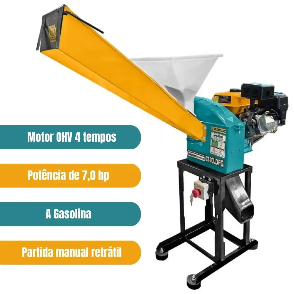 Triturador forrageiro a gasolina 7HP GT-70LDFG Garthen — fotografia 5
