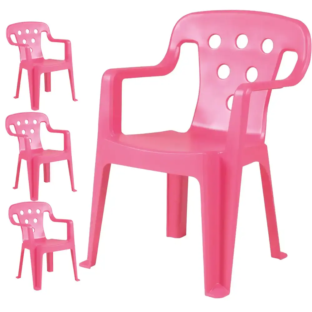 Cadeira plástica tipo poltrona kids rosa com 4 unidades Mor — fotografia de referência