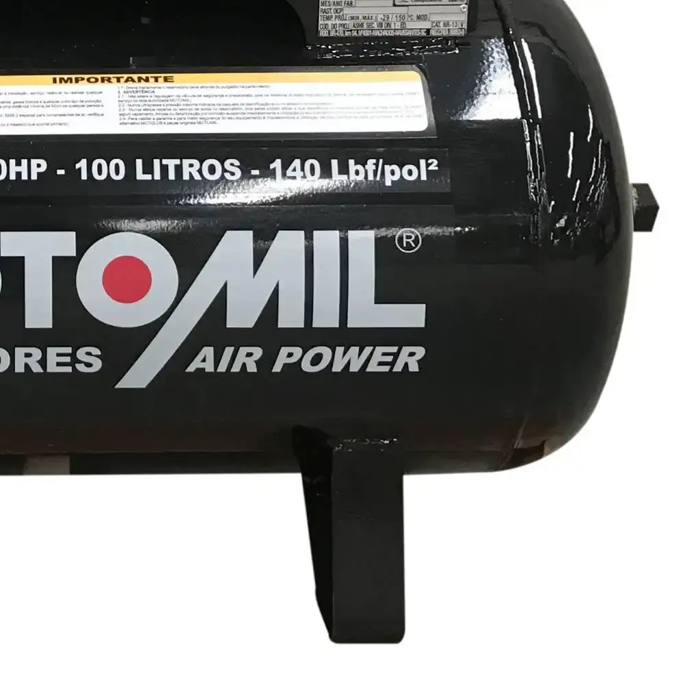 Compressor de ar 10 pés 2,0 HP 100 litros 2 pistões CMV-10PL|100A profissional MotoMil 220 V — fotografia 10