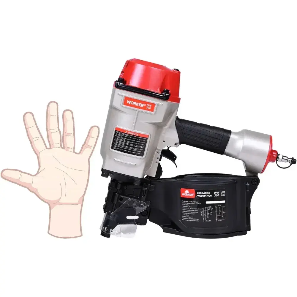 Pregador pneumático PP700 Worker alumínio seguro e ergonômico — fotografia 12