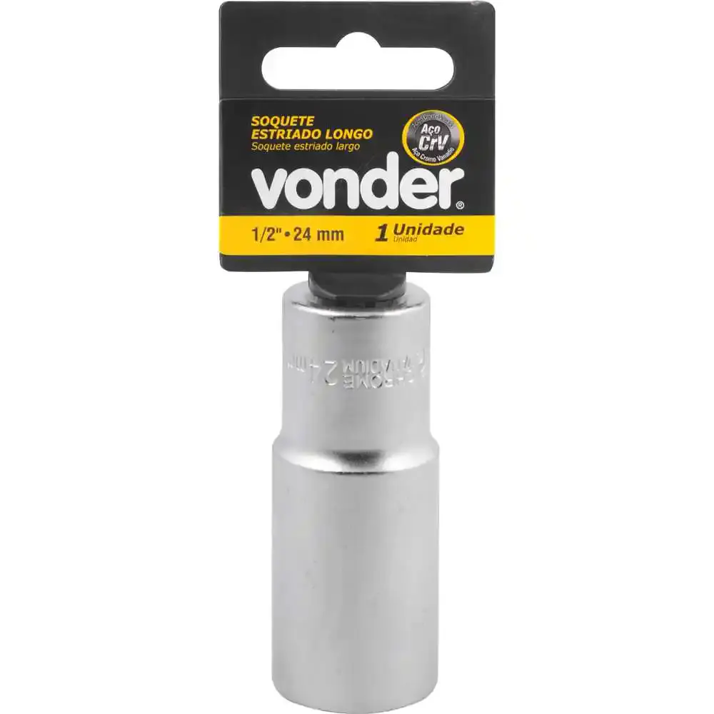 Soquete Estriado Encaixe 1/2 polegada 24MM LONGO VONDER — fotografia 4