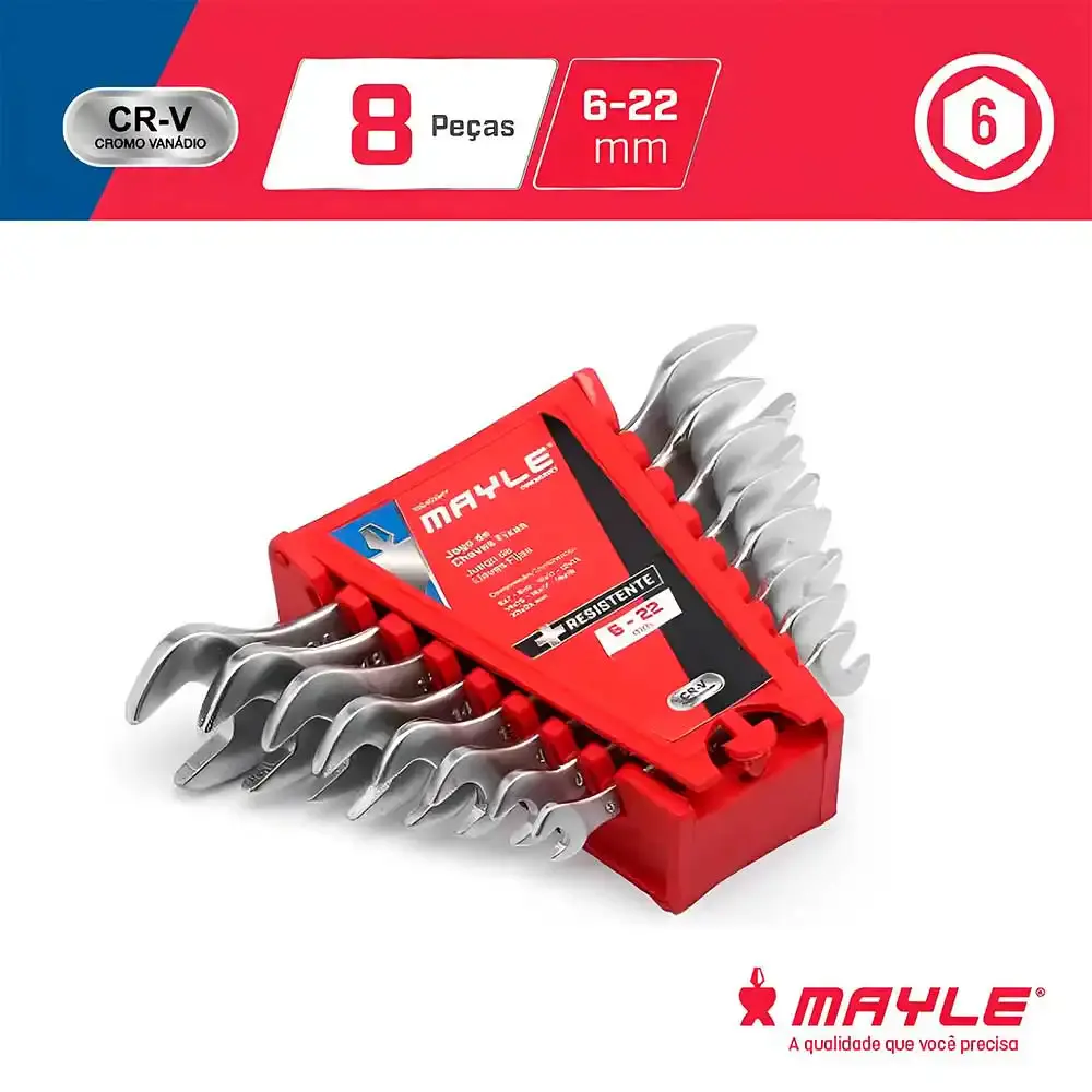 Jogo de chave fixa de 6 à 22 MM kit com 8 peças Mayle — fotografia 4