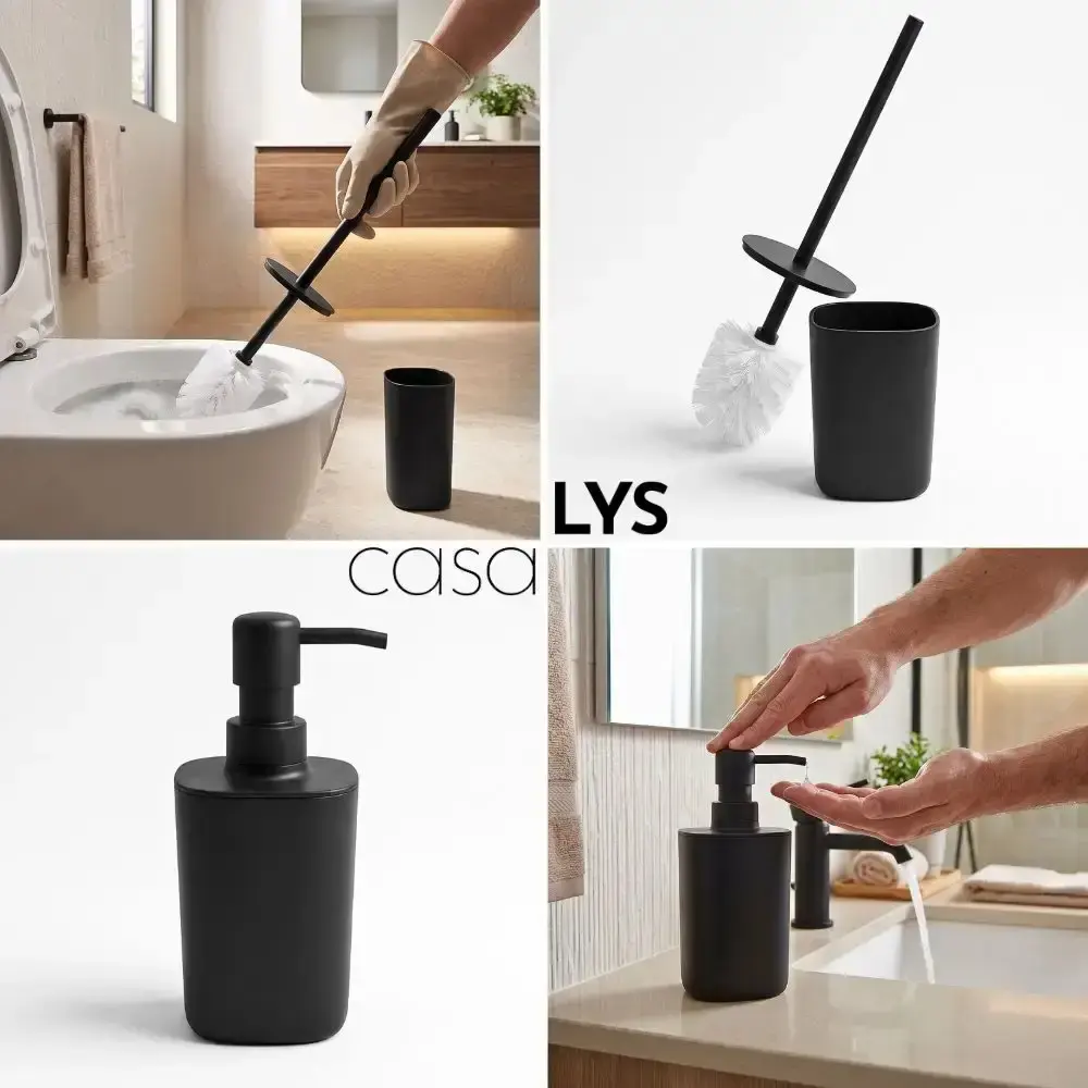 Conjunto de acessórios para banheiro kit com 6 peças minimalista luxo casa LYS Preto — fotografia 3