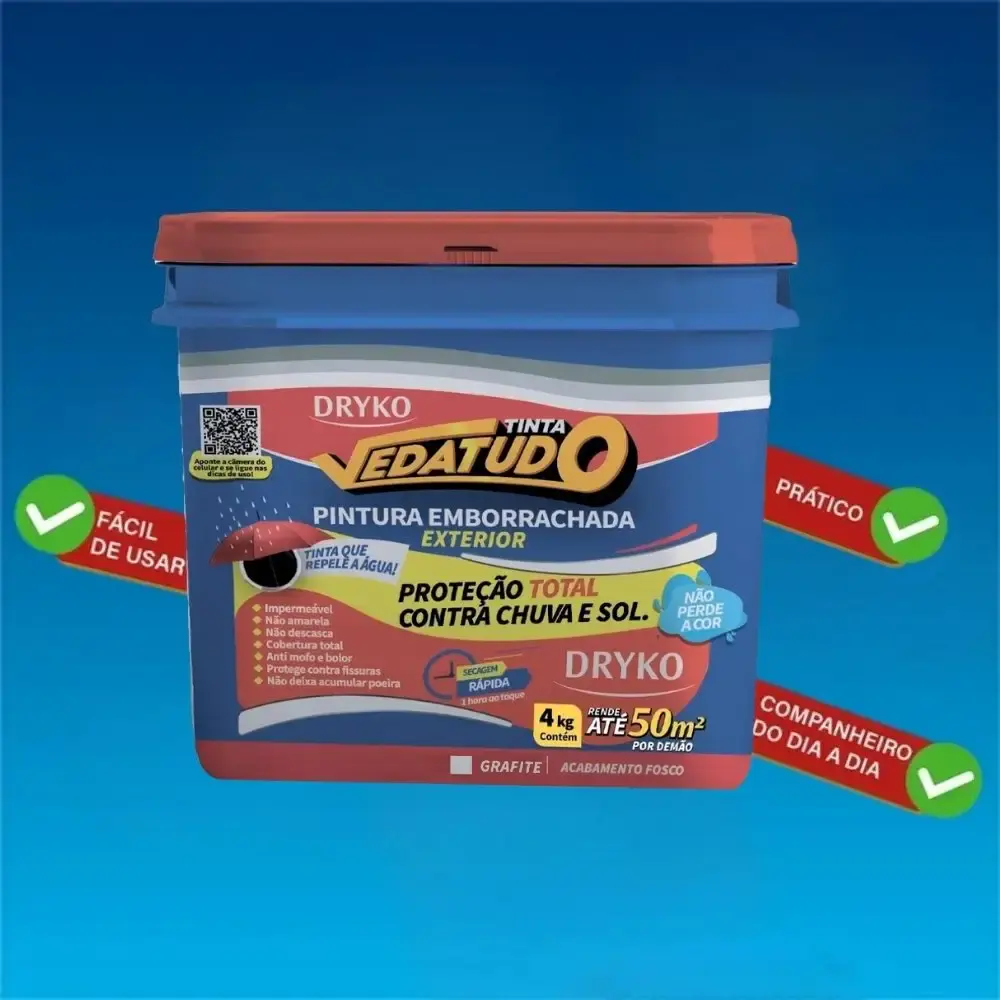 Tinta emborrachada grafite 4 KG vedatudo Dryko — fotografia 4