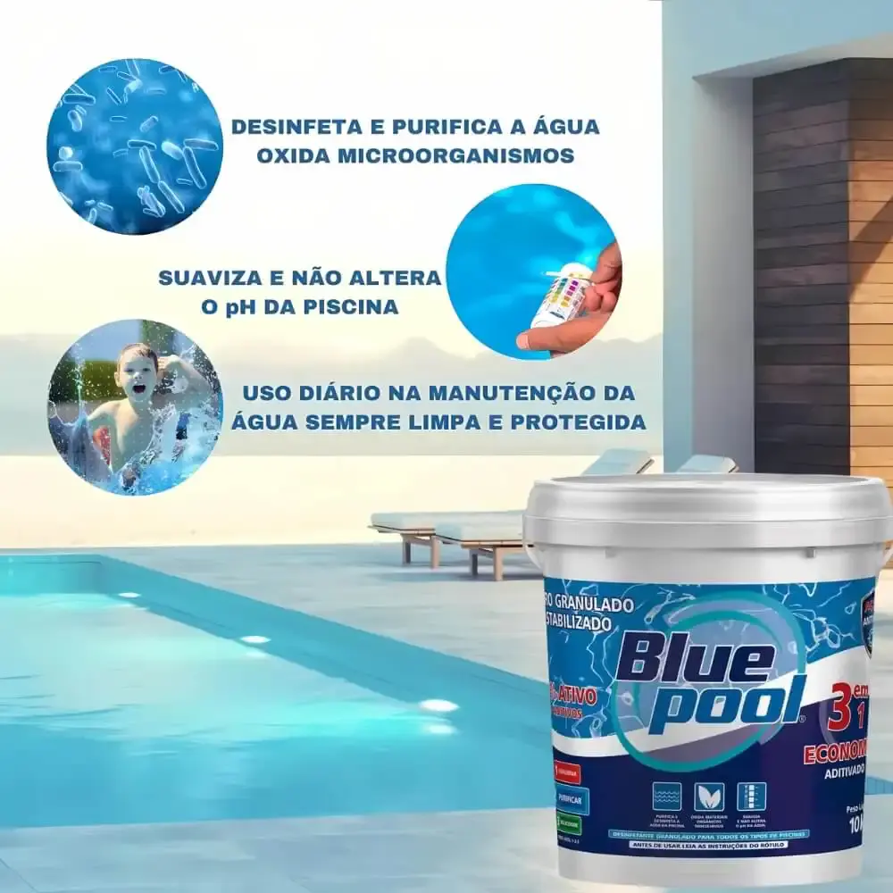 Cloro para piscina 3 em 1 balde 10 KG 25190 Fluidra — fotografia 5