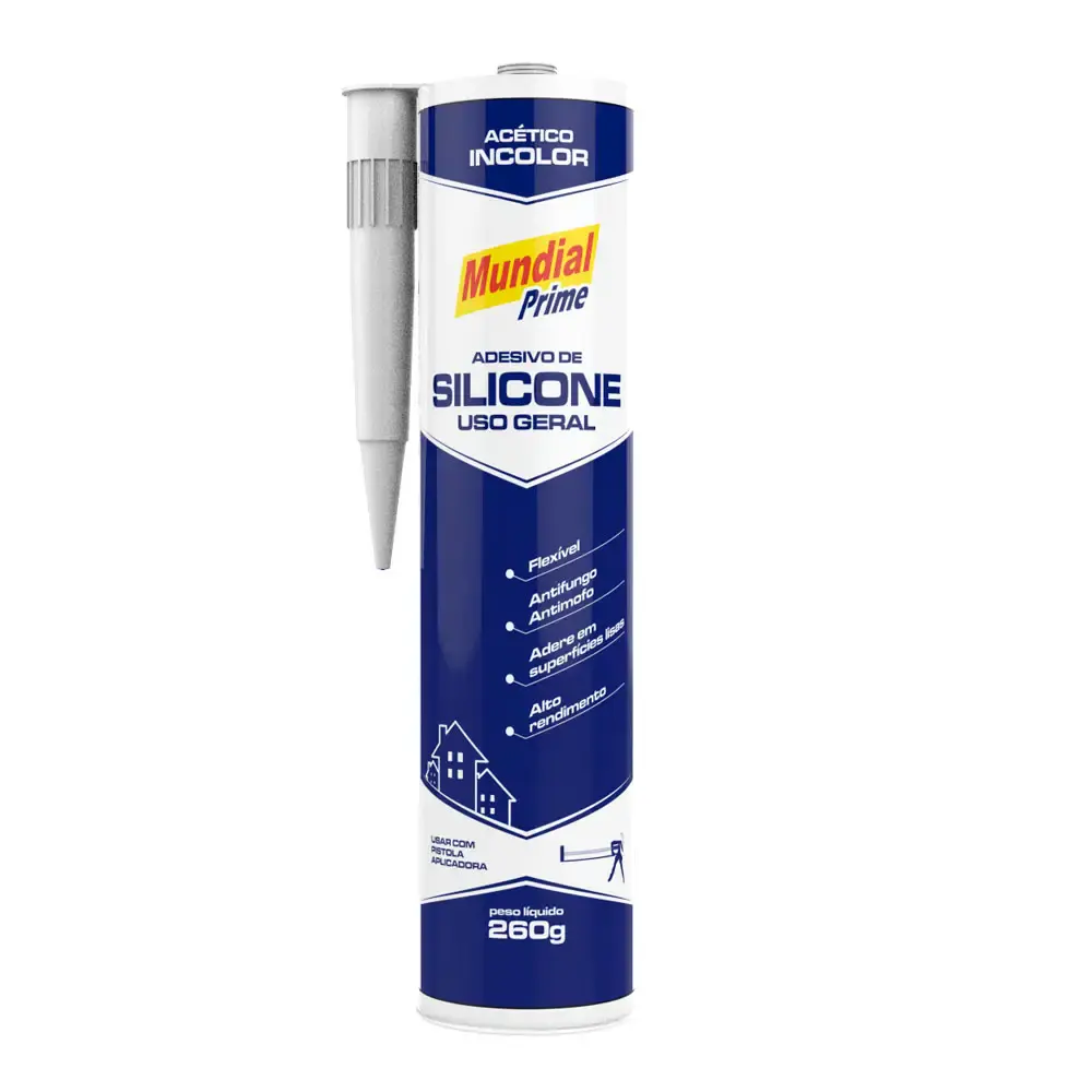 Adesivo de silicone acético incolor PT0600030 Mundial prime