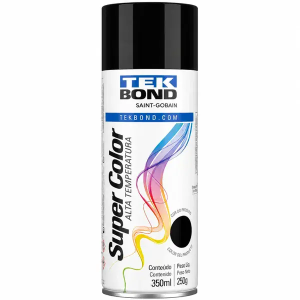 Tinta spray com alta temperatura preto 350ML Tekbond — fotografia 9