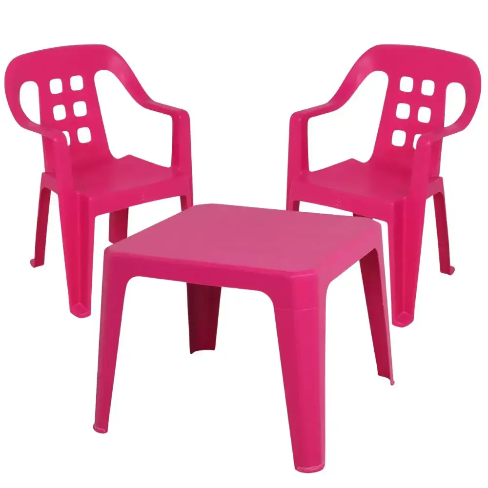 Mesa Play Infantil 61 x 46cm Rosa com 2 Cadeiras de Plástico Infantil Rosa BEL Belfix — fotografia de referência