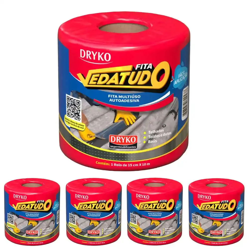 Fita Asfáltica Vedatudo 15 cm x 10 m 5 Unidades DRYKO