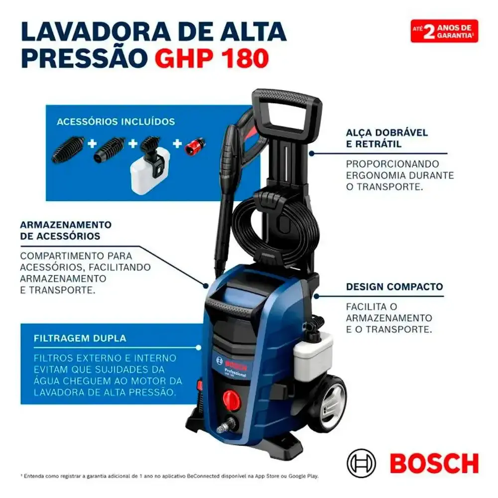 Lavadora de alta pressão 1500W 1800PSI GHP 180 Bosch 220 V — fotografia 7