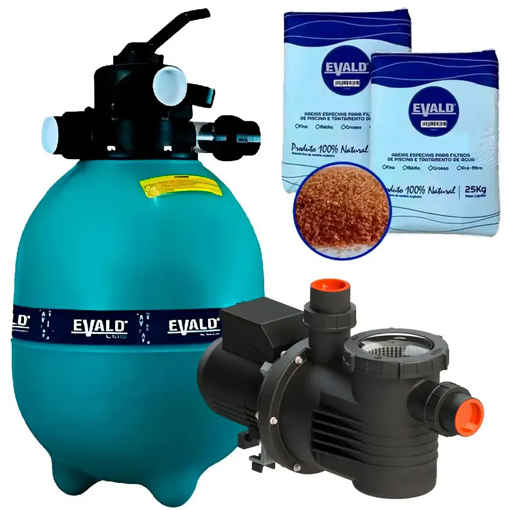 Filtro Piscina FPEV-12 com Bomba BPEV-17 1/3 CV e 50 kg Areia EVALD by DANCOR — fotografia de referência