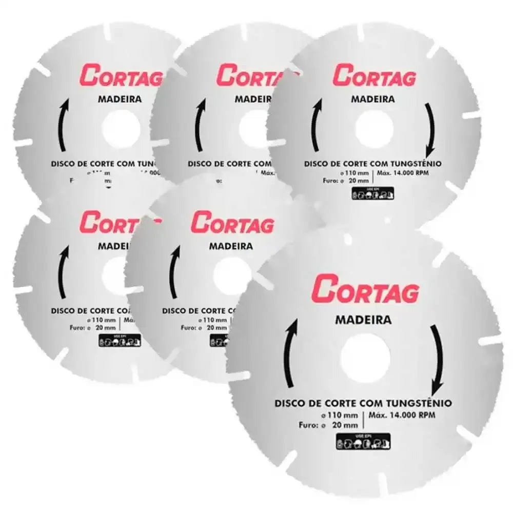 Disco de corte diamantado 4.3/8 POL com tungstênio 61346 kit com 6 peças cotag — fotografia de referência