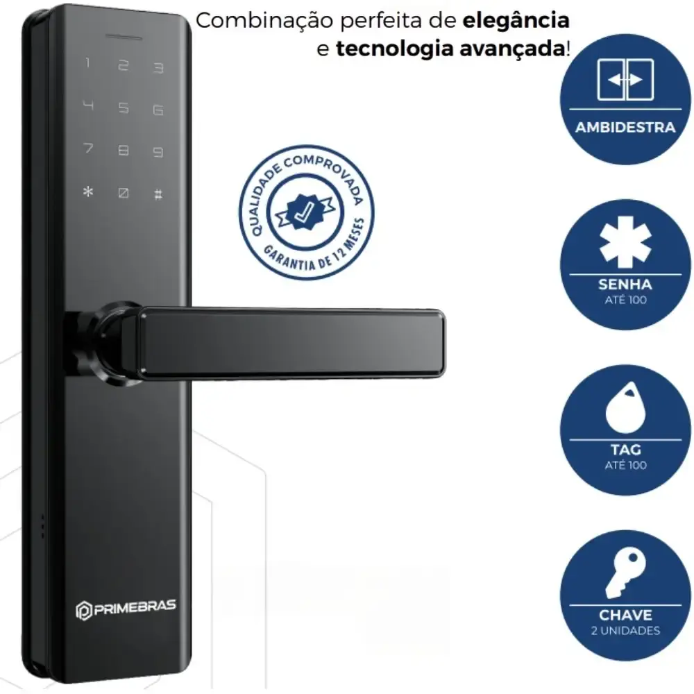 Fechadura digital inteligente com senha vienna Primebras — fotografia 3