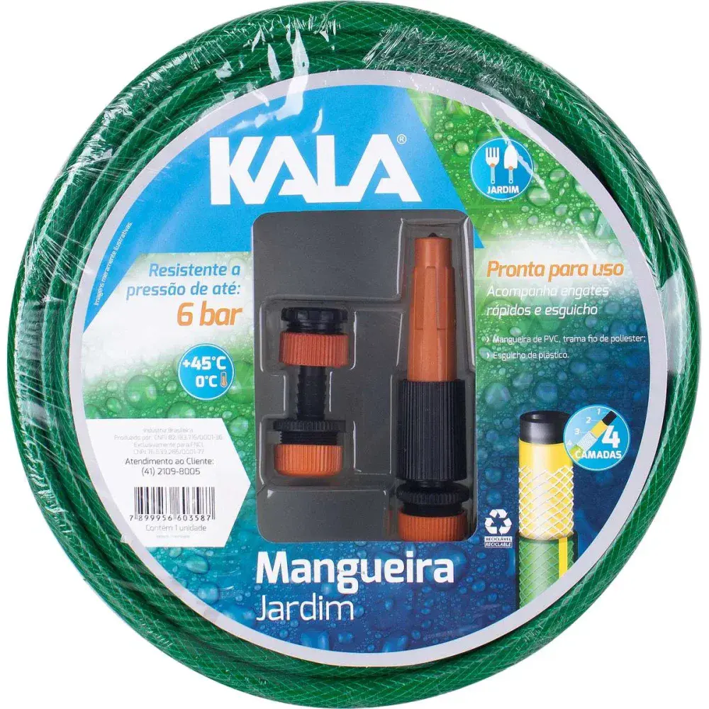 Kit mangueira jardim reforçada verde 4 camadas 20M Kala — fotografia 7