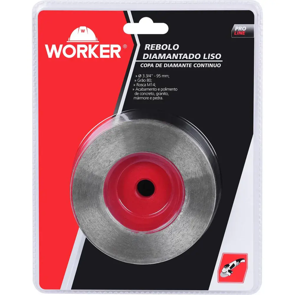 Rebolo diamantado liso 13.200RPM M14 95MM grão 80 Worker — fotografia 5