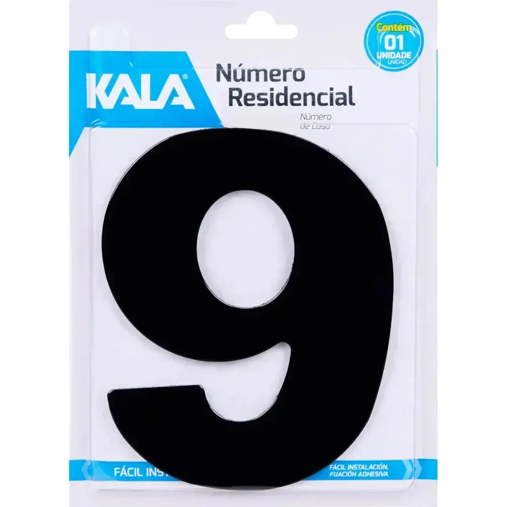 Número residencial N°9 preto 18,5CM Kala — fotografia 4