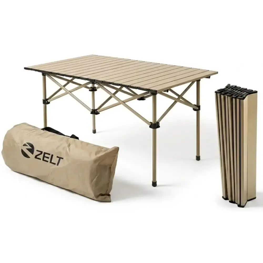 Mesa camping dobrável de acampamento portátil em aço 120X55X50CM Zelt — fotografia de referência