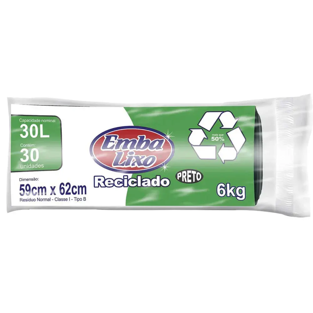 Saco de lixo rolo 30L preto 30 peç Embalixo
