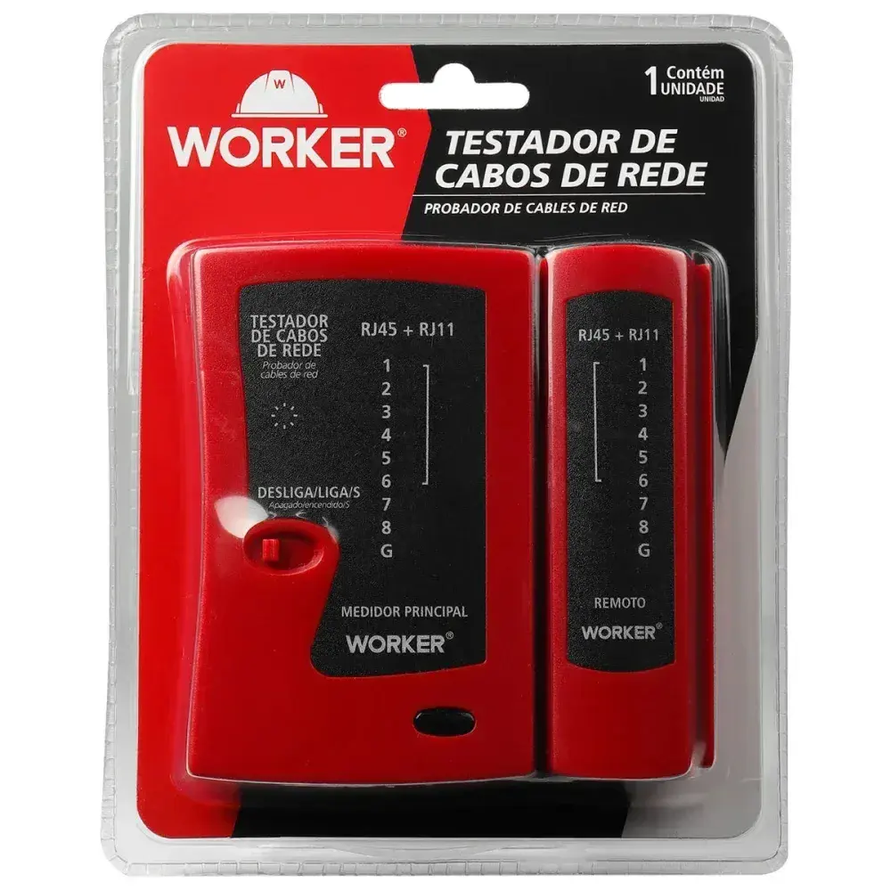 Testador de cabos RJ11/RJ12/RJ45 9V Worker — fotografia 7