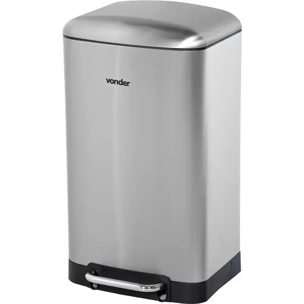 Lixeira retangular 30 Litros Inox Cinza VONDER — fotografia de referência