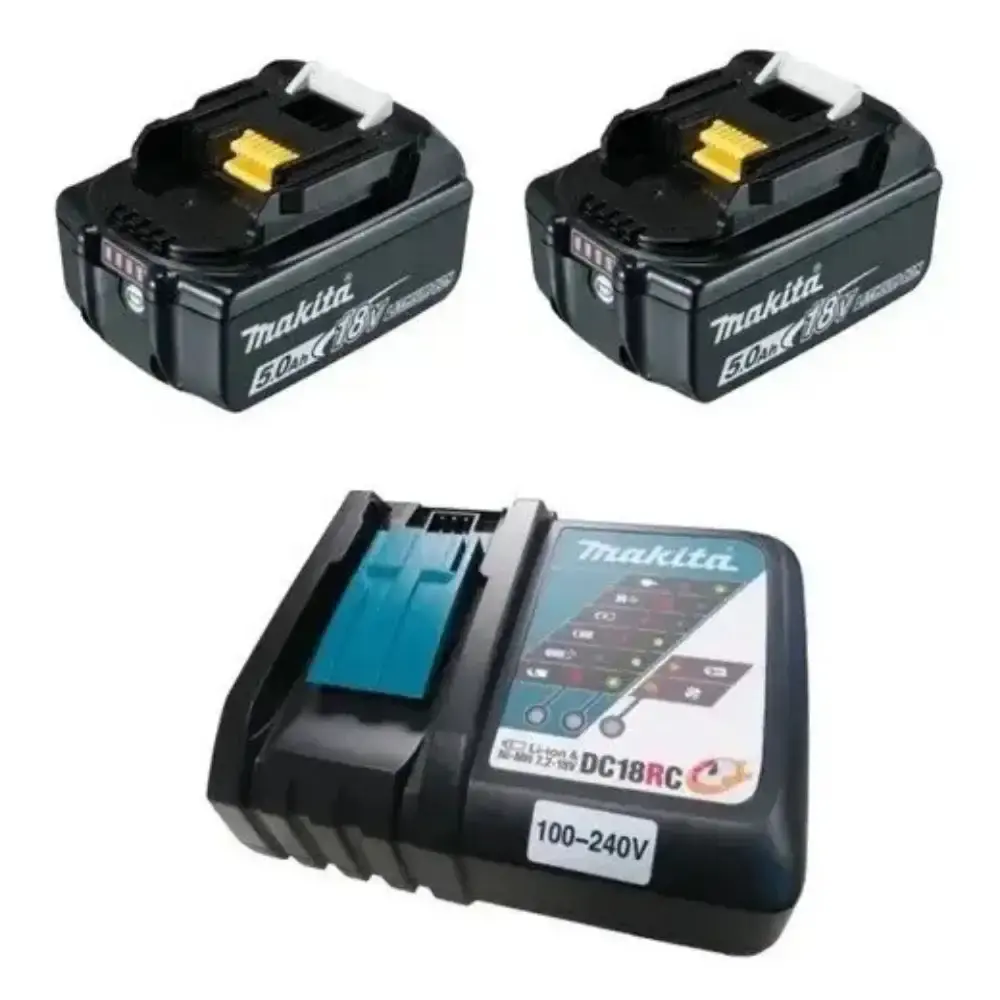 Carregador bivolt DC18WC com 2 baterias 18V 3.0AH BL1830B LXT Makita — fotografia de referência