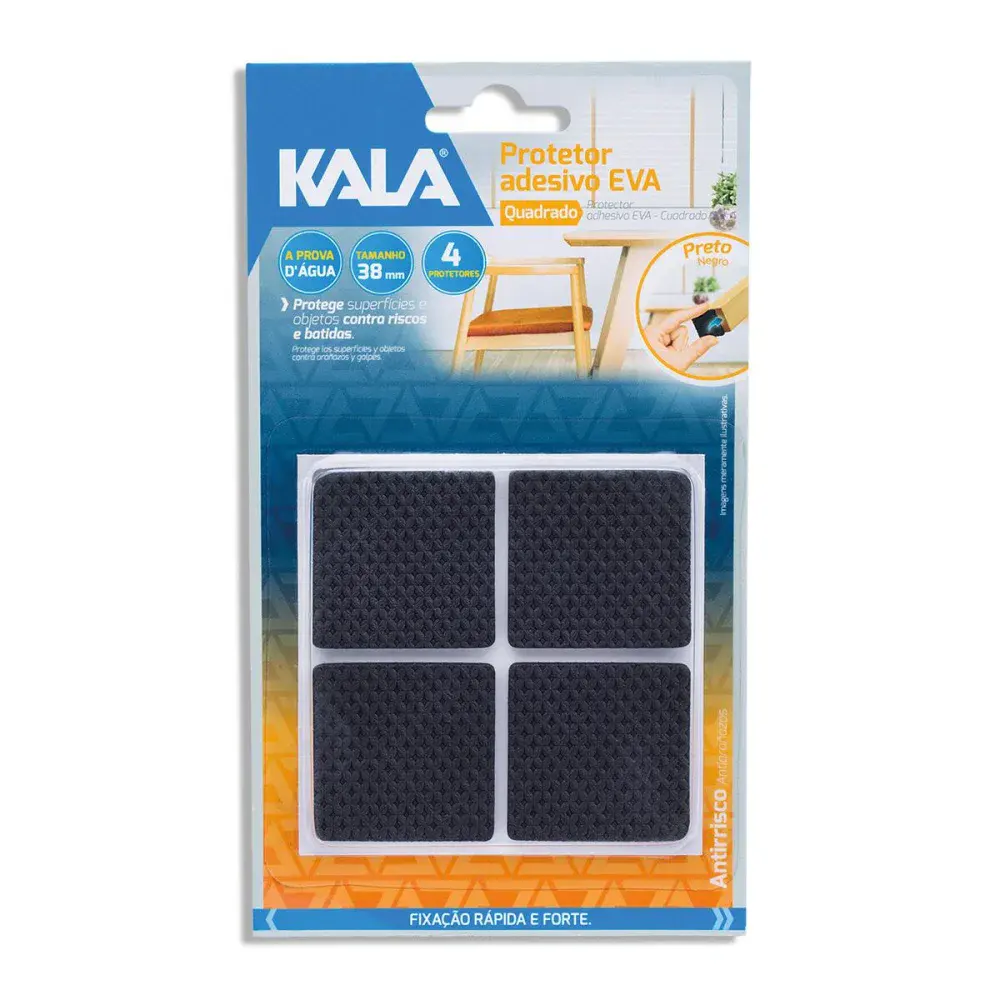 Protetor adesivo eva Kala preto quadrado 38MM 4 pcs — fotografia de referência