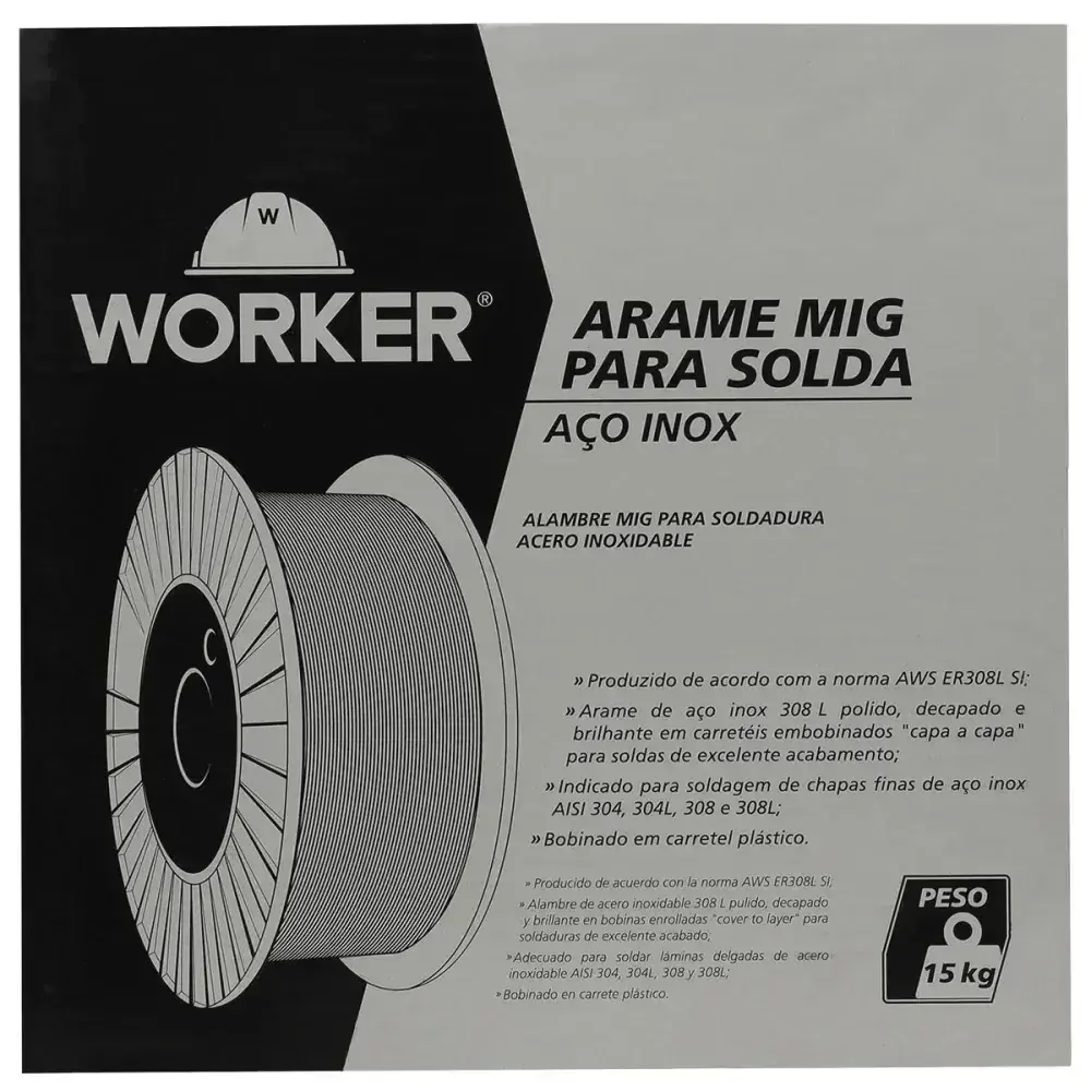 Arame de solda mig em aço inox 308L 1,2MM 15KG Worker — fotografia 6