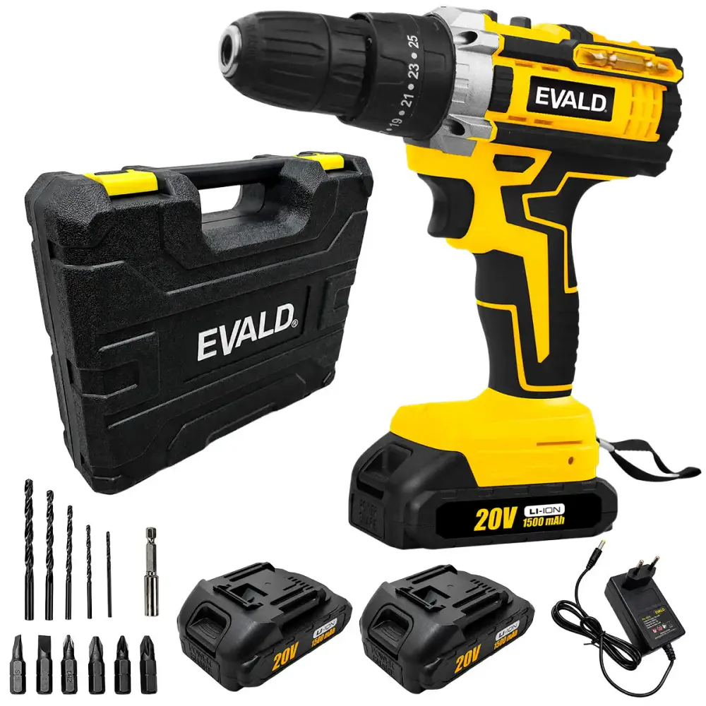 Parafusadeira furadeira de impacto 20V PFE-20EVS com maleta 2 baterias e kit Evald Bivolt — fotografia 5