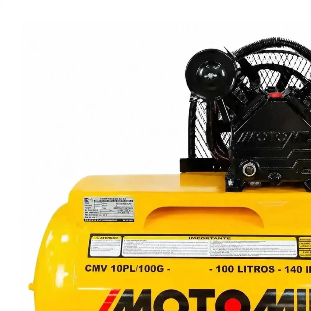Compressor de ar 10 pés 100L 2 pistões CMV air power sem motor MotoMil — fotografia 3