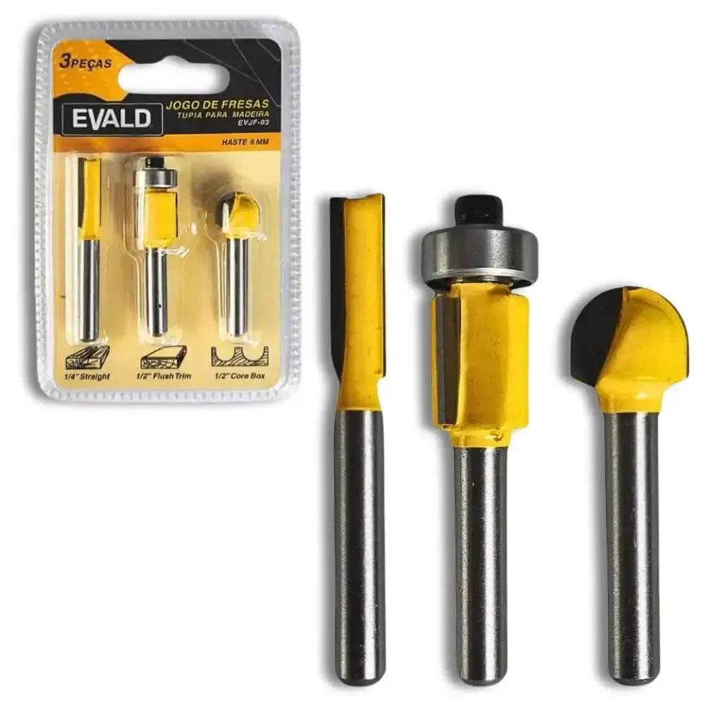 Tupia 6 MM 650W EVTUP110/220 com kit 3 fresas 6 MM EVJF-03 Evald 110 V — fotografia 5
