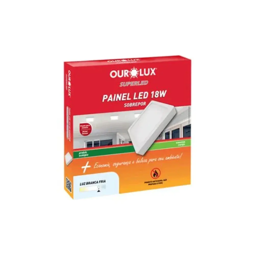 Painel led quadrado sobrepor 18W 2700K bivolt Ourolux — fotografia 2