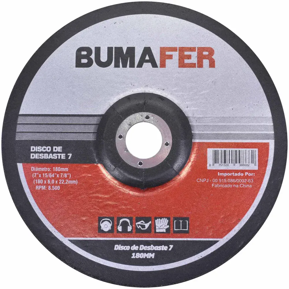 Disco de desbaste 7" 180MM óxido de alumínio Bumafer — fotografia de referência