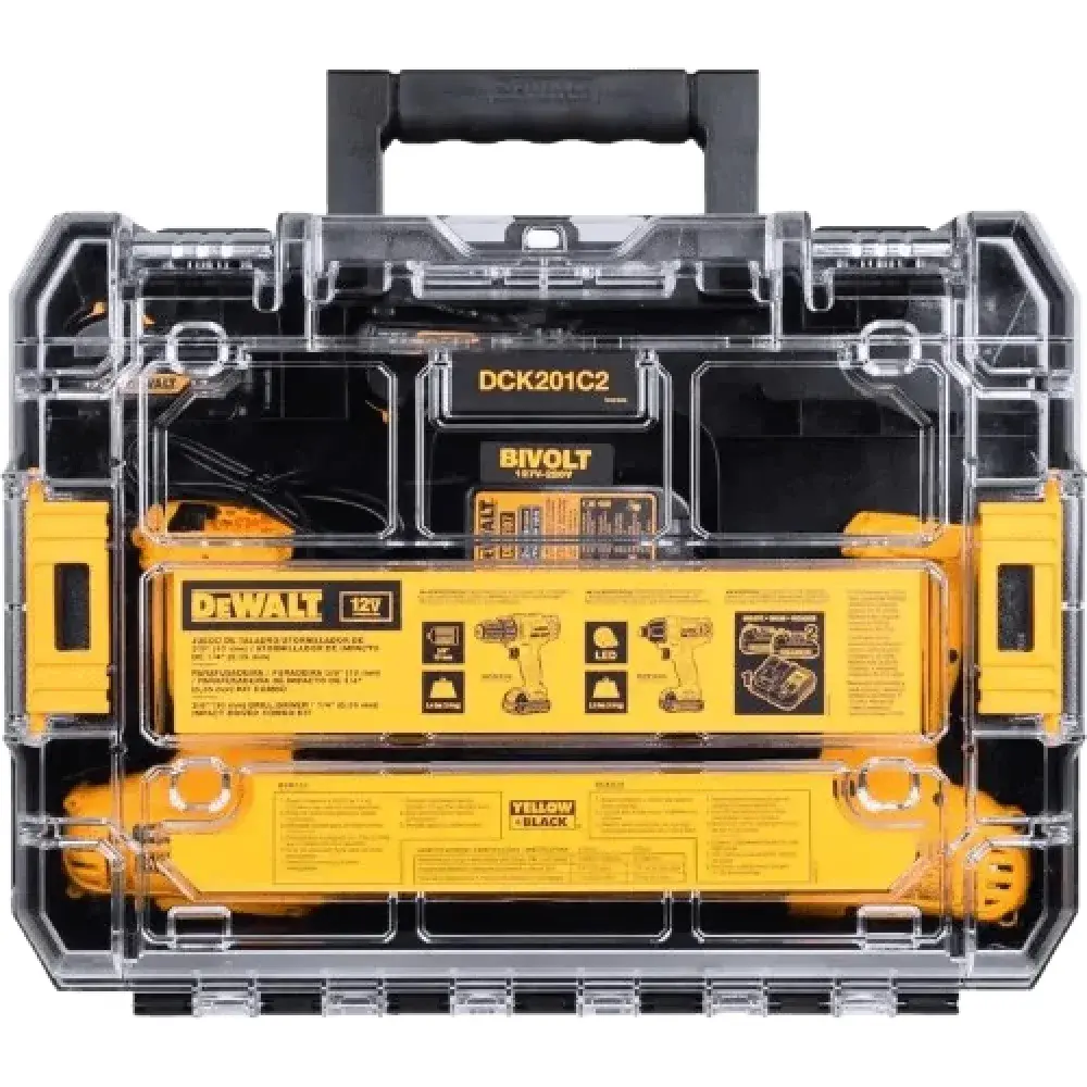 Kit parafusadeira furadeira bateria 3/8 12V bivolt Dewalt — fotografia 11