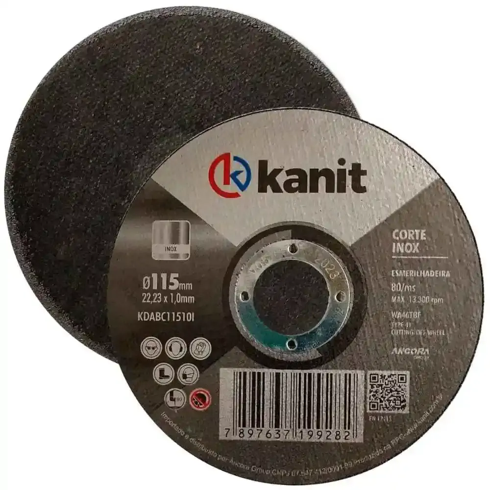 Disco de Corte Aço Inox 4.1/2 POL x 1.0 MM Kit com 100 Unidades KANIT — fotografia 3