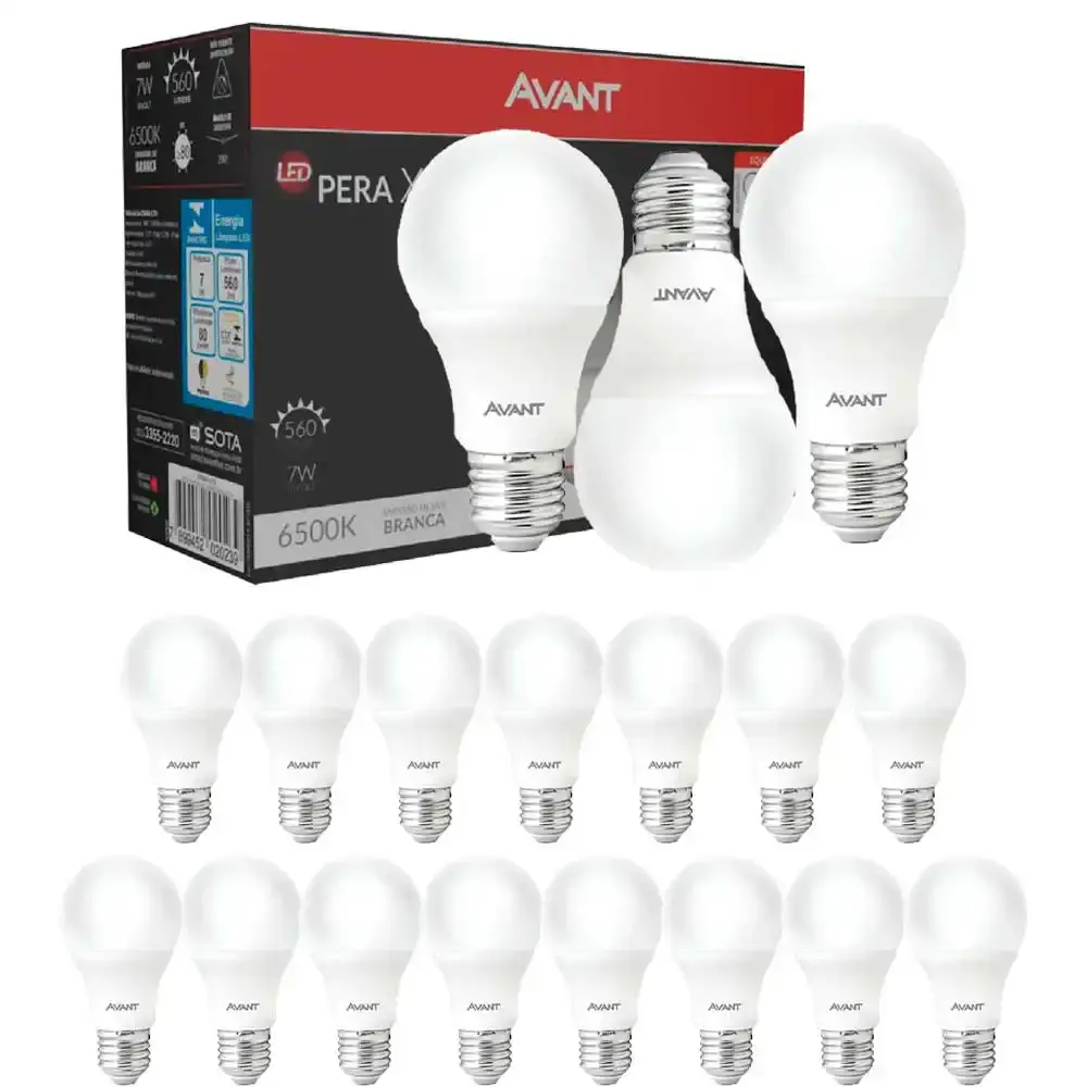 Lâmpada LED pera 7W bivolt 6500K com 18 unidades Avant